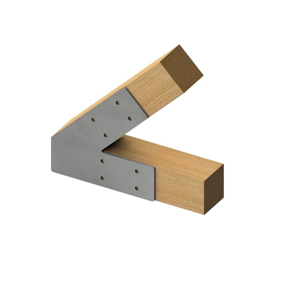 Brackets staal 2-weg hoek 45⁰ scherp lang - Afbeelding 2
