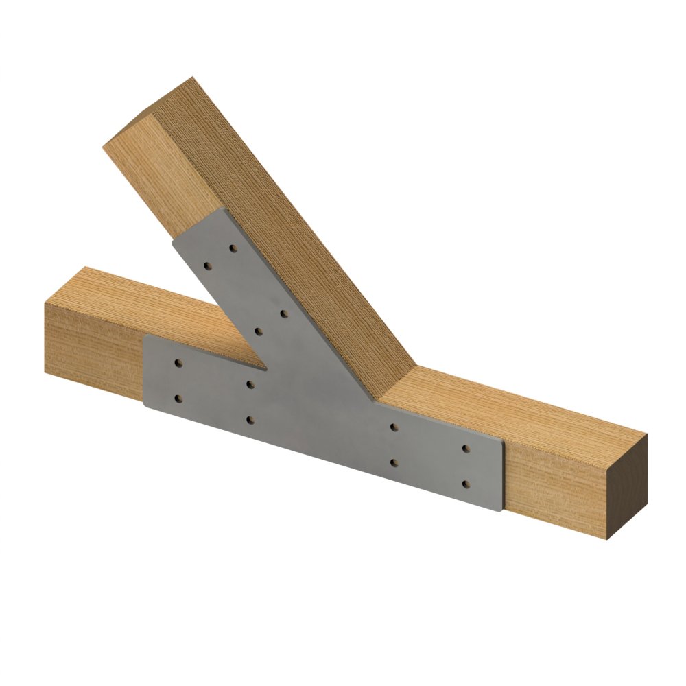 Brackets staal 3-weg T-stuk 45⁰ lang - Afbeelding 2