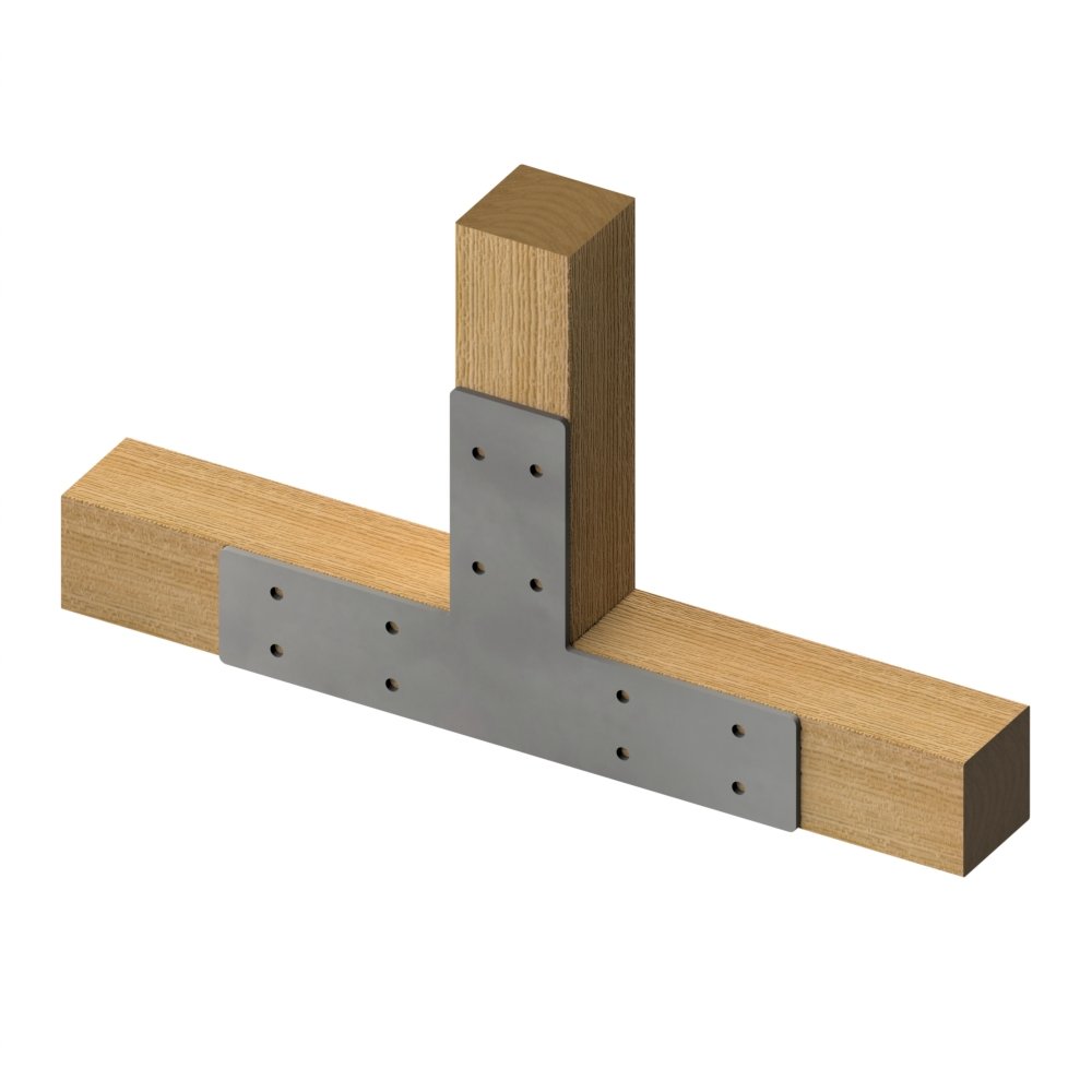 Brackets staal 3-weg T-stuk 90⁰ lang - Afbeelding 2