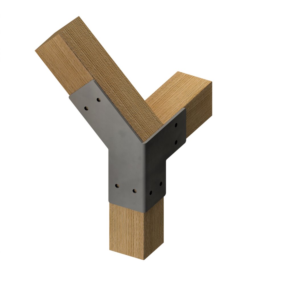 Brackets staal 3-weg hoek 90⁰-45⁰ gebogen links - Afbeelding 2