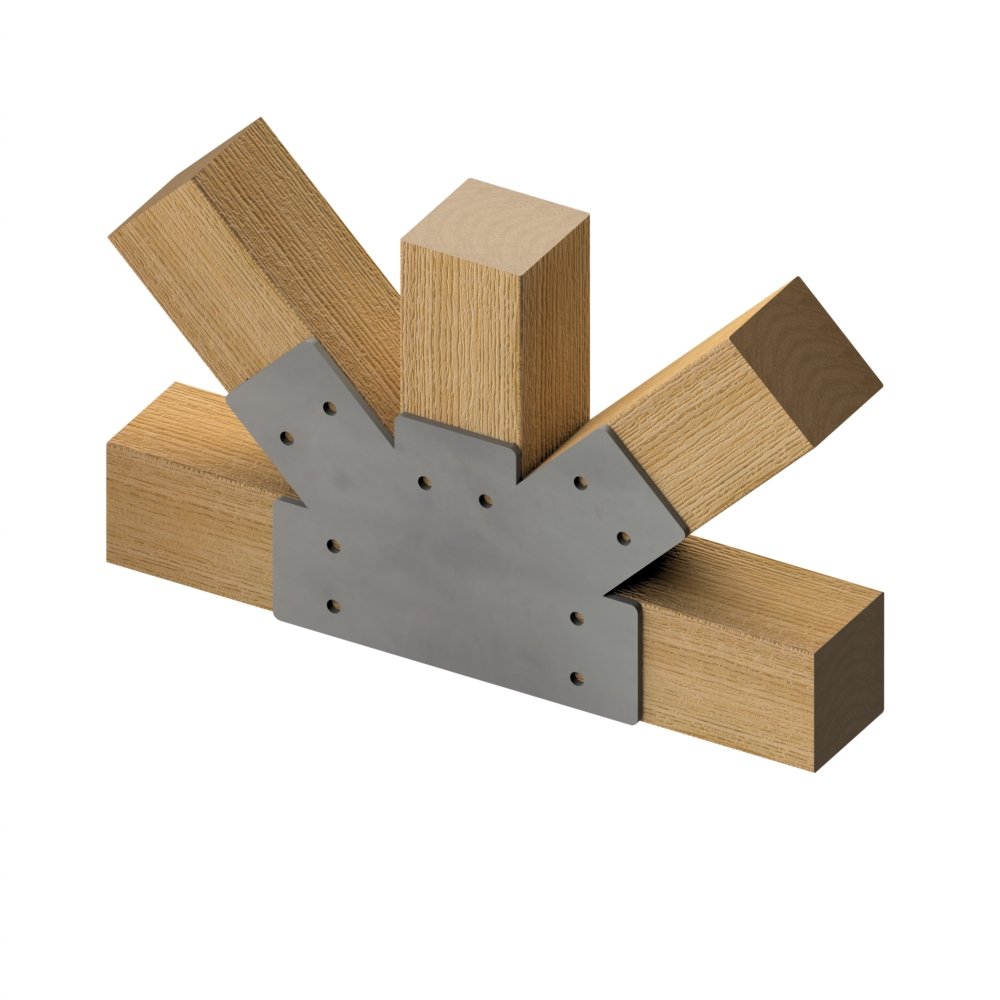 Brackets staal 5-weg 45⁰ - Afbeelding 2