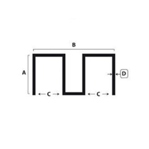 Aluminium dubbele U-profiel