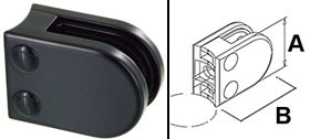 Glasklem Ovaal Buis - Zamak Zwart (RAL 9005) Monoglas