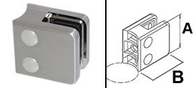 Glasklem Vierkant Buis - RVS 304 - Monoglas