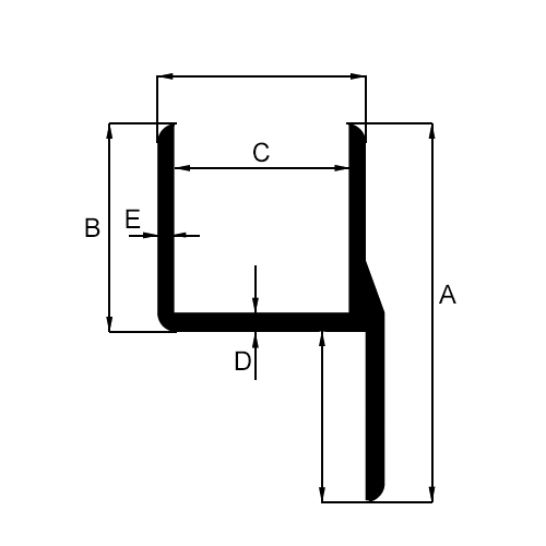 Aluminium U-profiel met lip