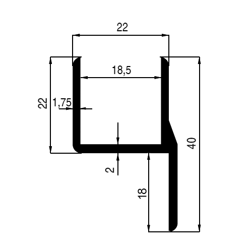 Aluminium U-profiel met lip - Afbeelding 4