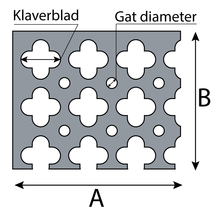 Staal geperforeerde plaat. Klaverblad + gat - Afbeelding 2