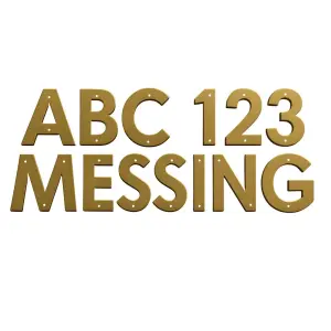 Messing letters en cijfers met bevestigingsgat